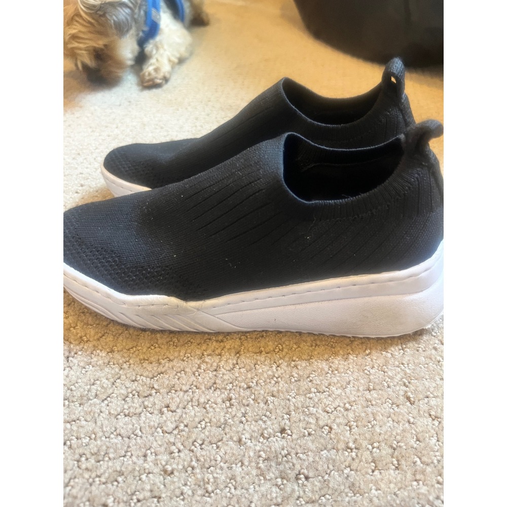 Marc Fisher Jenic Black Knit Slip On Sneakers White Platform Sole Womens 6M